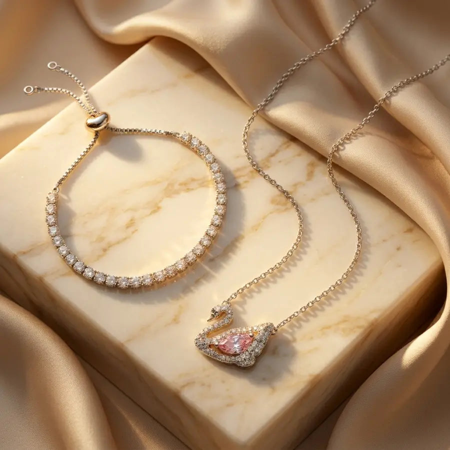 Swan Grace™ – Ensemble Élégance Bracelet & Collier