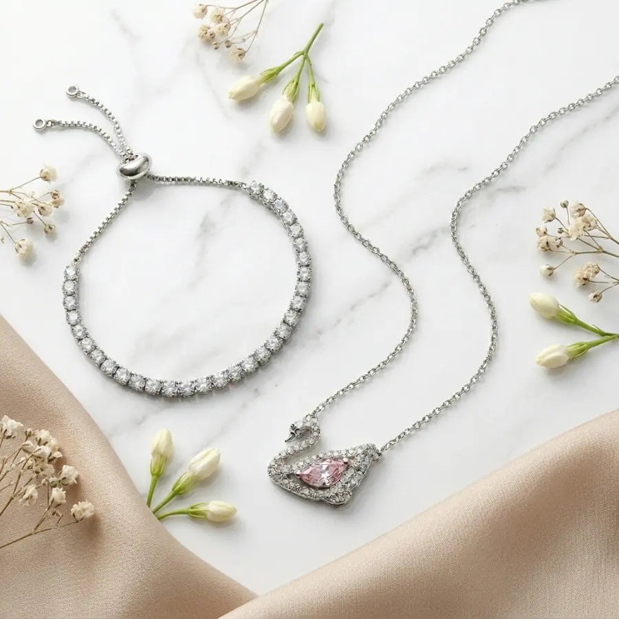 Swan Grace™ – Ensemble Élégance Bracelet & Collier